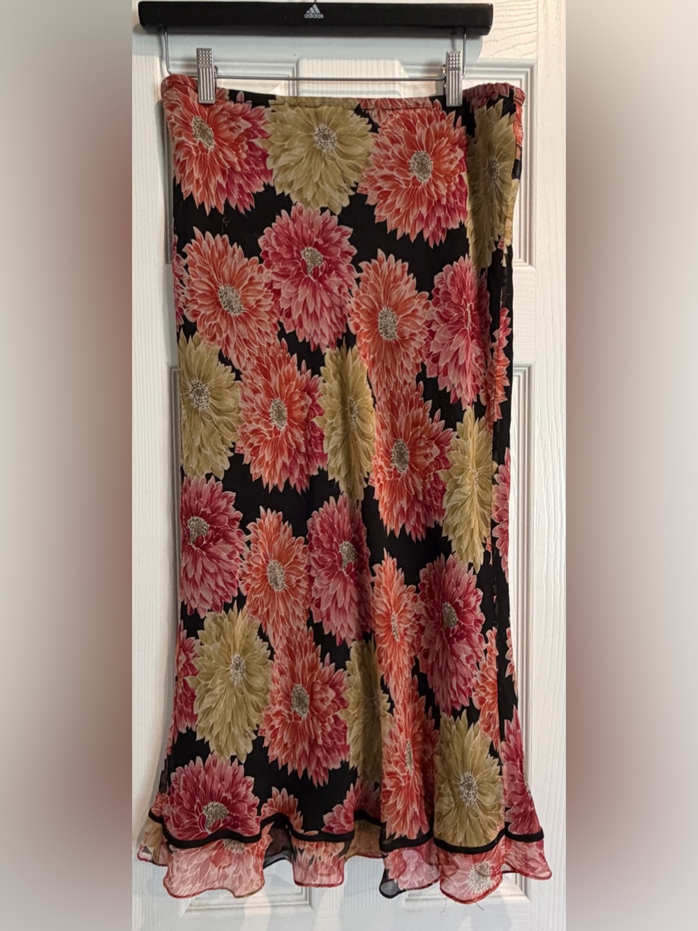 Allison Taylor Black Maxi Skirt with Red Floral Print